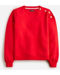 J.Crew - Heritage Fleece Cropped Sweatshirt With Buttons - Lyst