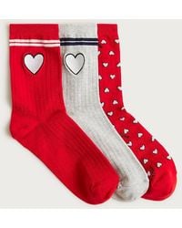 J.Crew - Heart Bootie Socks Three-Pack - Lyst