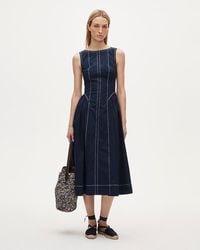 J.Crew - Petite Contrast-Stitch Midi Dress - Lyst