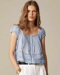 J.Crew - Cap-Sleeve Lace-Trim Top - Lyst