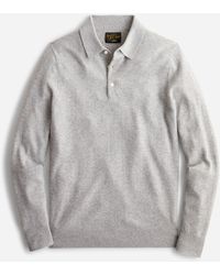 J.Crew Cashmere Herringbone Jacquard Collared Sweater - Gray