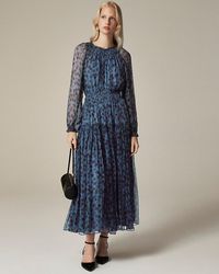 J.Crew - Crinkle Chiffon Sheer Long-Sleeve Dress - Lyst