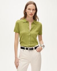 J.Crew - Cashmere Pointelle Button-Up Short-Sleeve Cardigan - Lyst