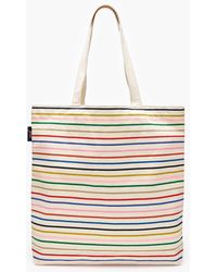 J.Crew Reusable Everyday Tote In Rainbow Mini Stripe - White