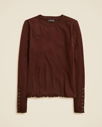 J.Crew - Refined Rib Long-Sleeve T-Shirt With Button Cuffs - Lyst