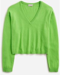 J.Crew - Cashmere Relaxed Cropped V-Neck Sweater - Lyst