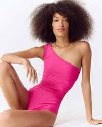 J.Crew - Long-Torso Ruched One-Shoulder One-Piece Swimsuit - Lyst