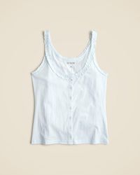J.Crew - Broken-In Jersey Button-Front Tank Top With Ruffle Trim - Lyst
