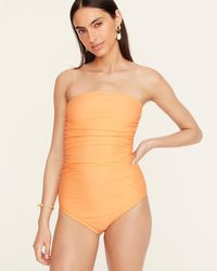 J.Crew - Ruched Bandeau One-piece In Dot - Lyst