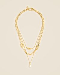 J.Crew - Chainlink Necklaces Set-Of-Three With Pearls - Lyst