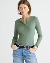J.Crew - Vintage Rib Long-Sleeve Henley T-Shirt - Lyst