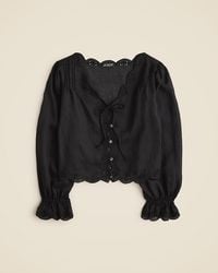 J.Crew - Scallop-Trim Tie-Front Top - Lyst