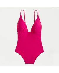 J.Crew Deep V-neck French One-piece Swimsuit - Pink