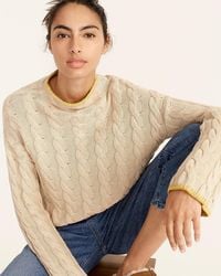 J.Crew - Cotton-Cashmere Cable-Knit Mockneck Sweater - Lyst