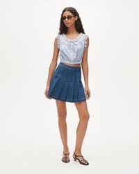 J.Crew - Pleated Denim Mini Skirt - Lyst