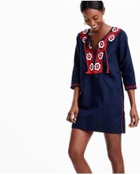 Embroidered Beach Tunic Blue