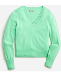 J.Crew Cashmere Cropped V-neck Sweater - Green