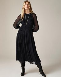 J.Crew - Crinkle Chiffon Sheer Long-Sleeve Dress - Lyst