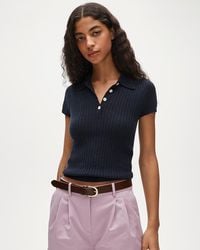 J.Crew - Featherweight Cashmere Pointelle Short-Sleeve Sweater-Polo - Lyst