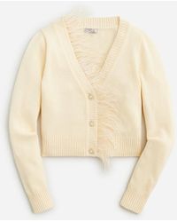 J.Crew - Feather-Trim Cropped Cardigan Sweater With Jewel Buttons - Lyst