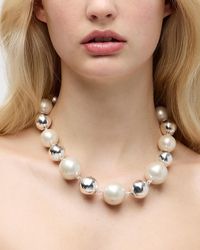 J.Crew - Oversized Metallic Ball And Necklace - Lyst