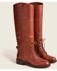 J.Crew Leather Lace-up Knee-high Boots - Brown