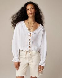 J.Crew - Scallop-Trim Tie-Front Top - Lyst