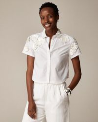 J.Crew - Collection Cropped Button-Up Shirt With Floral Appliqués - Lyst