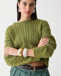 J.Crew - Cable-Knit Cropped Crewneck Sweater - Lyst