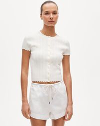 J.Crew - Jackie Pointelle Short-Sleeve Cardigan - Lyst