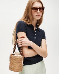 J.Crew - Handknotted Rattan Bucket Bag With Wood Beads - Lyst