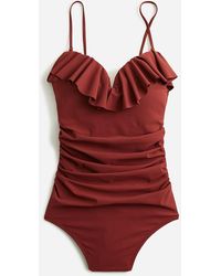 J.Crew - Matte Ruched One-Piece Swimsuit With Ruffles - Lyst