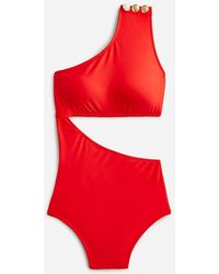 J.Crew - Cutout One-Piece Full-Coverage Swimsuit With Buttons - Lyst