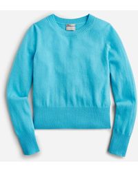 J.Crew Cropped Cashmere Crewneck Sweater In Heart Print - Blue