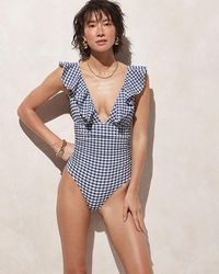 J.Crew - Long-Torso Ruched Ruffle One-Piece Swimsuit - Lyst