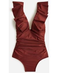 J.Crew - Ruched Ruffle One-Piece Swimsuit - Lyst
