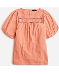 J.Crew Lace-trim Puff-sleeve T-shirt - Orange