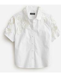 J.Crew - Collection Cropped Button-Up Shirt With Floral Appliqués - Lyst