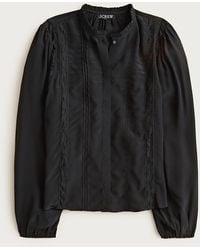 J.Crew - Lace-Trim Pintuck Top - Lyst