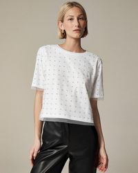 J.Crew - Broken-In Jersey T-Shirt With Tulle And Rhinestones - Lyst