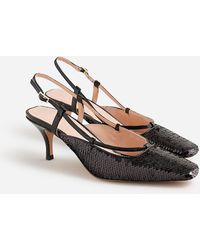 J.Crew - Leona Slingback Heels With Paillettes - Lyst