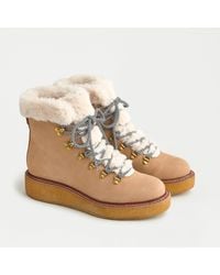 J.Crew Nubuck Winter Boots With Wedge Crepe Sole - Natural