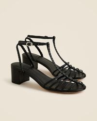 J.Crew - Shay Braided-Strap Block-Heel Sandals - Lyst