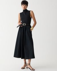 J.Crew - Fitted Knit Mockneck Dress With Poplin Skirt - Lyst