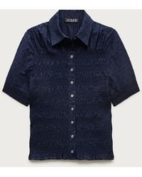 J.Crew - Smocked Button-Up Short-Sleeve Shirt - Lyst