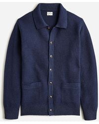 J.Crew - Cotton Tuck-Stitch Cardigan-Polo Sweater - Lyst