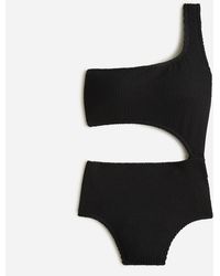 J.Crew Cutout One-piece Full-coverage Swimsuit With Buttons In Navy Stripe  in Blue