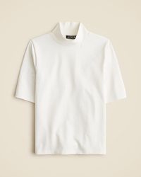 J.Crew - Stretch Cotton-Blend Mockneck Elbow-Sleeve T-Shirt - Lyst