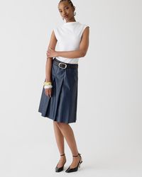 J.Crew - Pleated Faux-Leather Skirt - Lyst