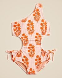 J.Crew - Sz Blockprints X Crewcuts One-Shoulder Cutout One-Piece Swimsuit - Lyst